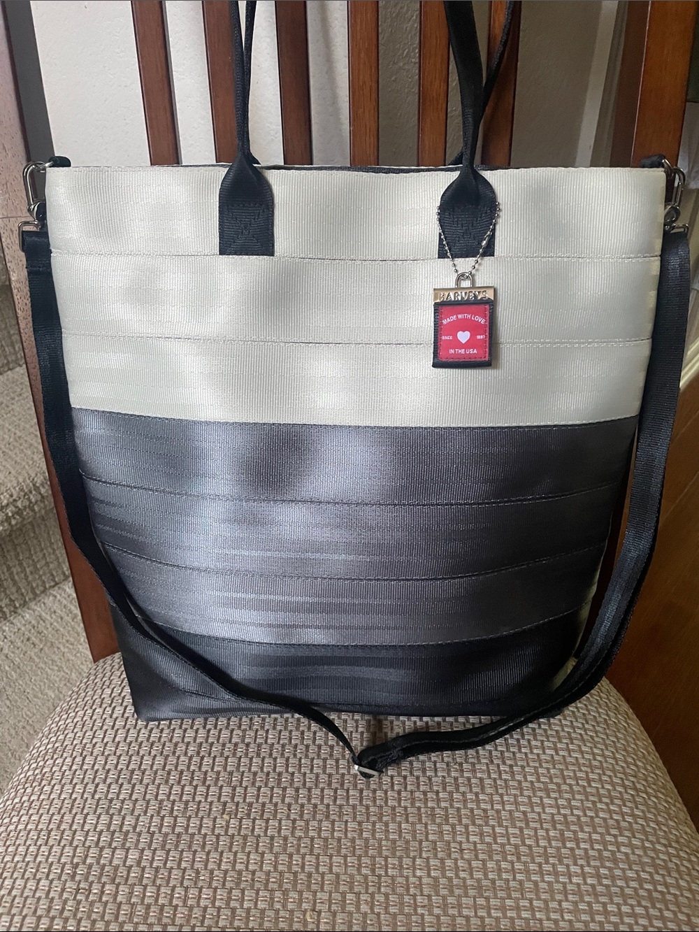 Harveys Charcoal Colorblock large streamline tote